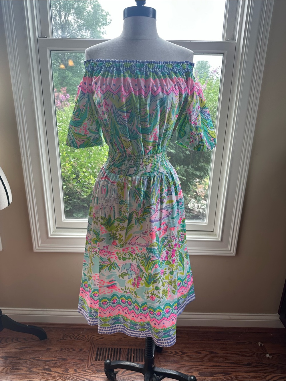 NWT Lilly Pulitzer Camille Island Hopping Tropical Off Shoulder Midi‎ Dress - Picture 4 of 8